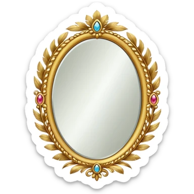 Mirror with feathers frame sticker