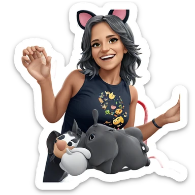 smiling girl with animal ears sticker