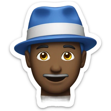 A man waring a blue hat sticker