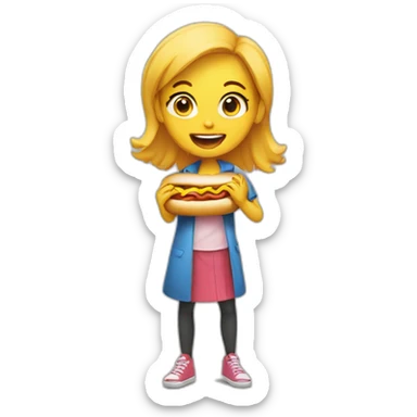 girl eating hotdog sticker