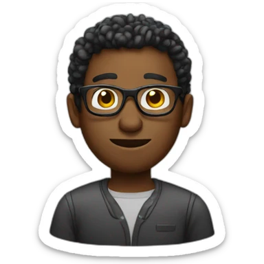 black geeky computer guy sticker