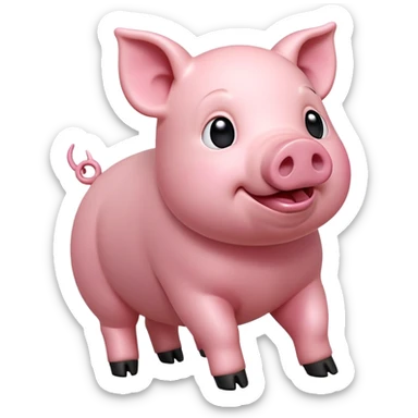 cinematic-[realistic pig]-realistic-full-body-standing-emoji,-tail-flicking-lazily,-head-tilted-dramatically,-sleek-[pink]-skin,-simplified-yet-realistic-focused-features,-highly-detailed,-glowing-with-an-almost-sarcastic-glow sticker