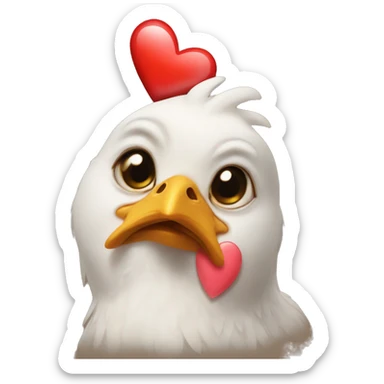A chicken baby with heart eyes sticker