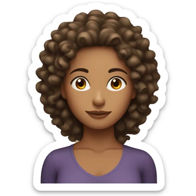 Curly hair brunette yoga girl with tan skin  sticker