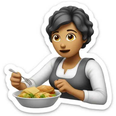 Mujer comiendo  sticker