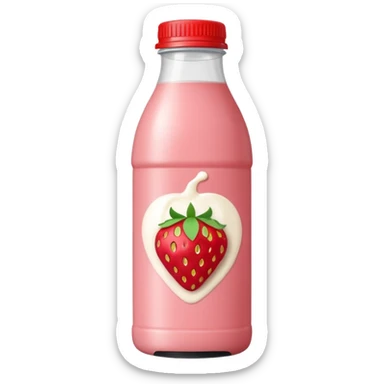Drinkable strawberry yogurt in a black and red plastic bottle sticker