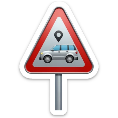 A 3D cartoon street sign showing a towing symbol, on a metal pole, clean background, Memoji-style rendering. sticker