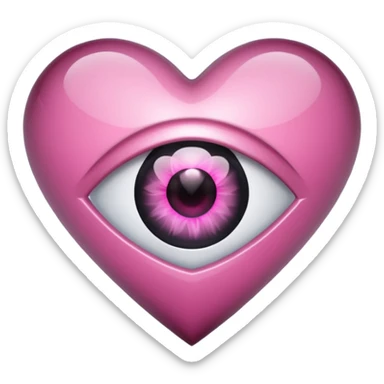 A black heart crystal with a pink eye in the center sticker