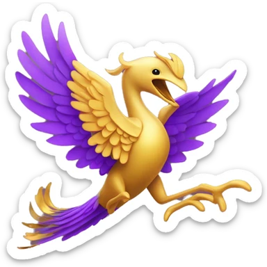 make me a purple phenix taking flight with golden wingtips (to represent well-being and personal development) sticker