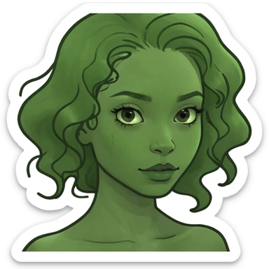 lightskin girl with wavy hair sticker