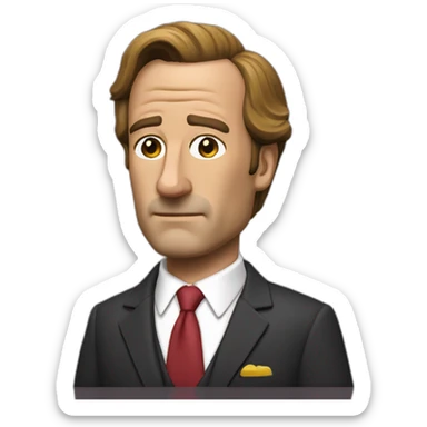 Saul Goodman with his classic ear pice and his icon is pose sticker