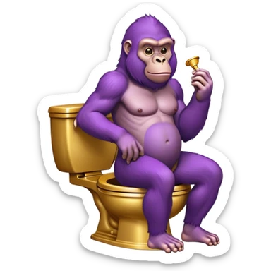 purple gorilla on a golden toilet sticker