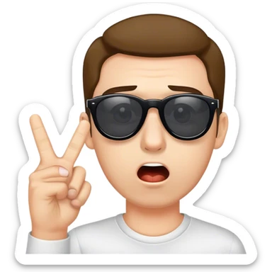 Shocked man with sunglasses and finger putting them down sticker