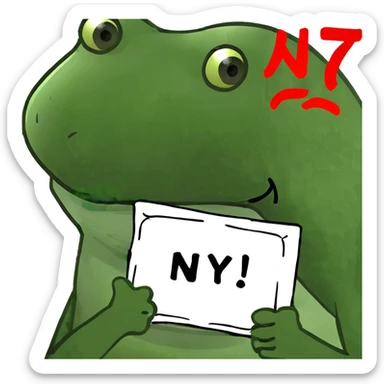 a gun holding a sign that says heyy no guns hereee sticker