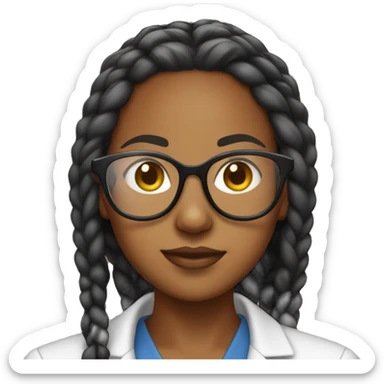 Black female scientist with box braids and glasses sticker