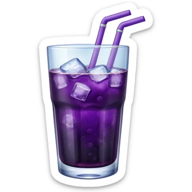 Clear glass of ice and blackberry soda  sticker