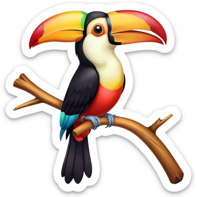 toucan sitting on stick sticker