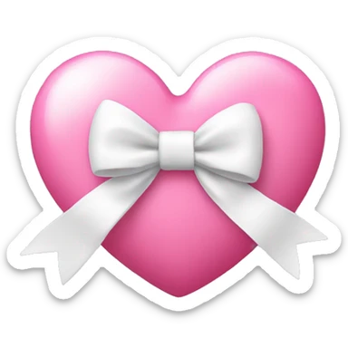 Pink heart with white bow sticker