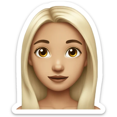 girl with doe eyes, volume black long hair  sticker