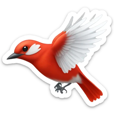 red male flycatcher bird flying with white accent feathers flying upwards sticker