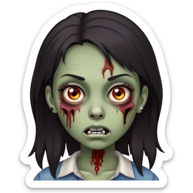 Zombie girl with dark hair and a piercing in the nostril sticker