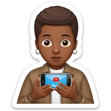 African American hand holding iPhone on YouTube app showing rap video with 100,000 views sticker