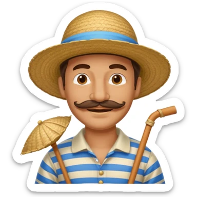 venetian gondolier with mustache, no rows, romantic guy sticker
