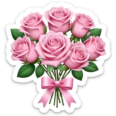 A sparkly romantic beautiful cute pretty aesthetic soft-pink bouquet of roses with a ribbon sticker