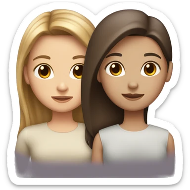 girl with light brown straight hair with  a girl with dark brown hair sticker