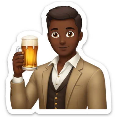 Stylish Dark Black Guy with Beer  sticker