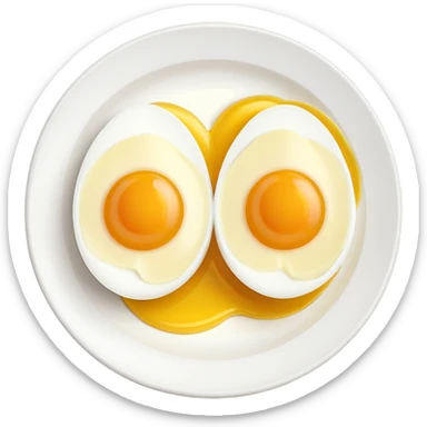 Two boil eggs in a restaurant plate cut in half sticker