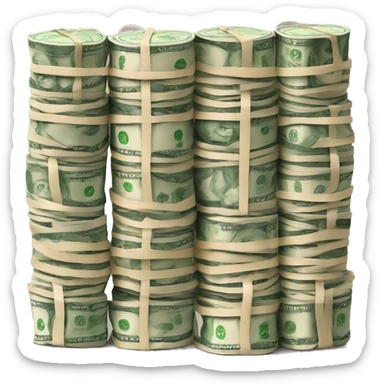 stacks of money in rubber bands  sticker