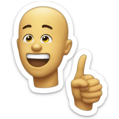 Emoji pointing to his jaw sticker