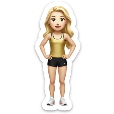 White Girl runner wearing gold singlet and black shorts  sticker