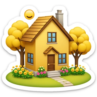 a home which has garden like and the home has slack emoji, sticker