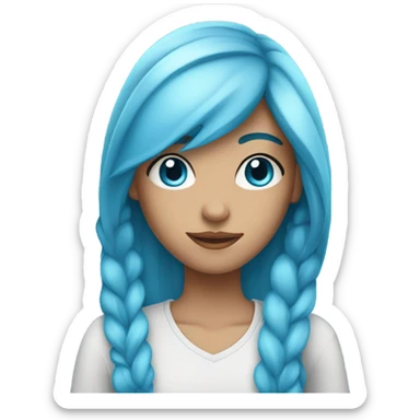 teenage girl with blue eyes and long blue hair sticker