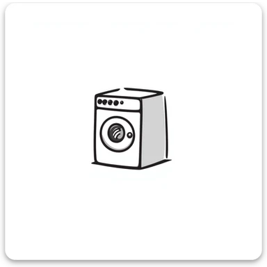 minimalist doodle of a washing machine, black lines, no color sticker