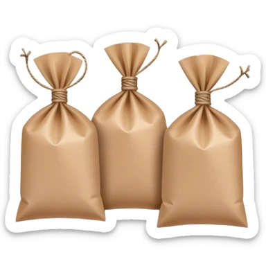 Three identical sealed packets or packages in a row sticker