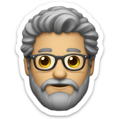 Hombre de pelo gris oscuro con barba de tres días , gafas  sticker