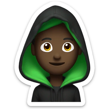 black hoodie on man with bring green x in the mii sticker