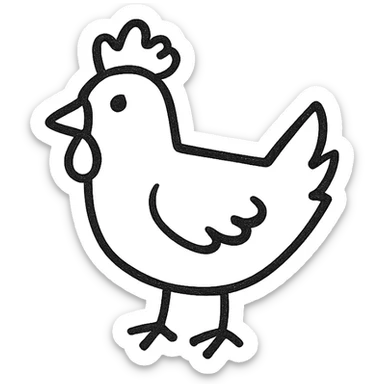 chicken icon, geometric shapes, stylized, professional look sticker