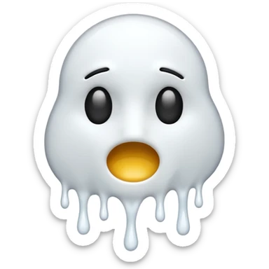 The heat broken emoji in white with sticky white liquid Ozzing out of it with no face sticker
