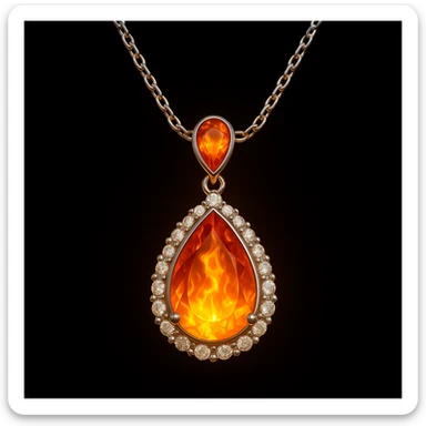 Add a yellow fiery light to the teardrop ruby pendant, representing transformation and rebirth sticker