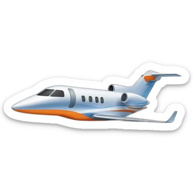 Private jet plane white blue and orange sticker