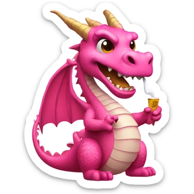 pink dragon with a cigarette  sticker