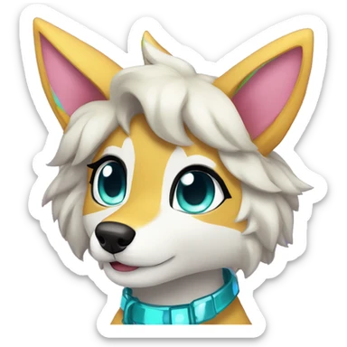 Anthro Colorful Shiny Fionbri-Falvie-sparkle-wolf-sona with cool eccentric markings full body sticker