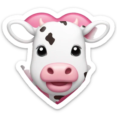 pink and white cow print heart  sticker