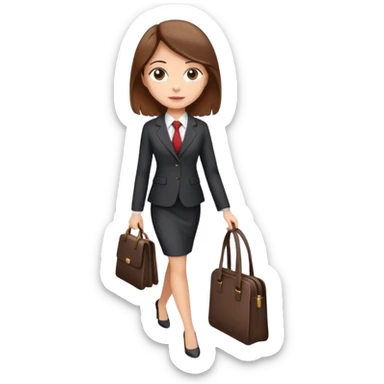 Girl with brown hair going to work sticker