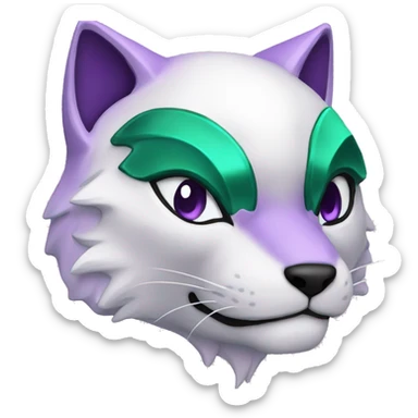 A Kitsune coloured in Pearl, Malachite and Amethyst sticker