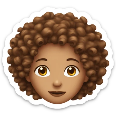 Curly girl with both eyes and hairs brown sticker